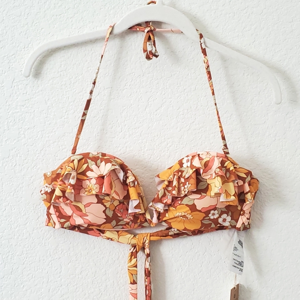 Billabong x The Salty Blonde Back Then Floral Halter Underwire Bikini Top L